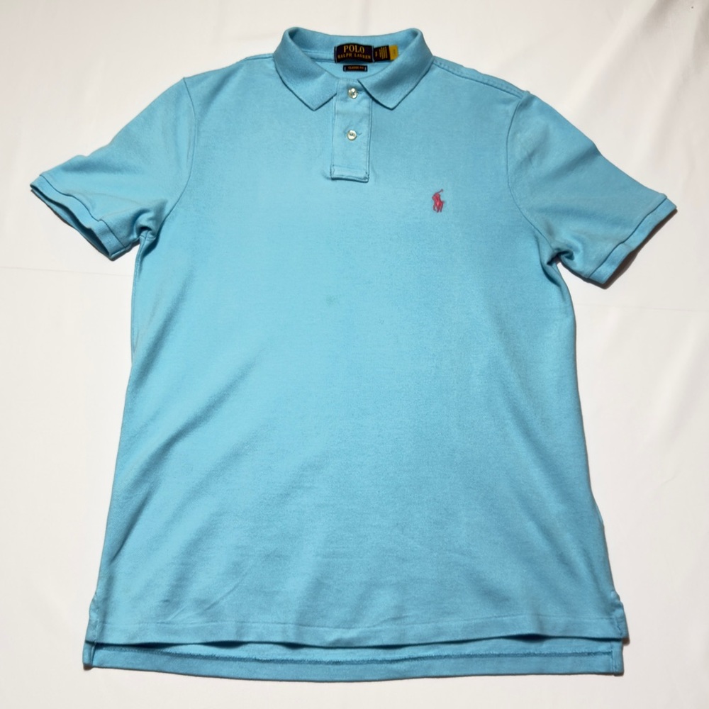 Polo Ralph Lauren Blue Mesh Mens Size SP Polo Shirt Classic Fit Short Sleeves - Picture 3 of 7